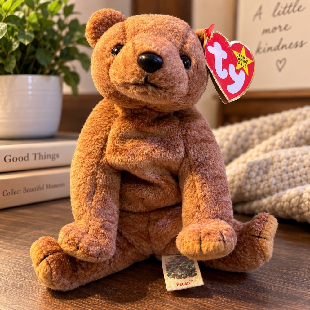 Ty Beanie Baby Pecan the Bear Light Brown Plush Collectible Toy with Tags